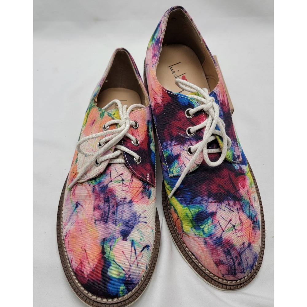 Luichiny Abstract Art Watercolor Colorful Lucky Girl Shoes Lace Up Size 8M - Picture 3 of 8